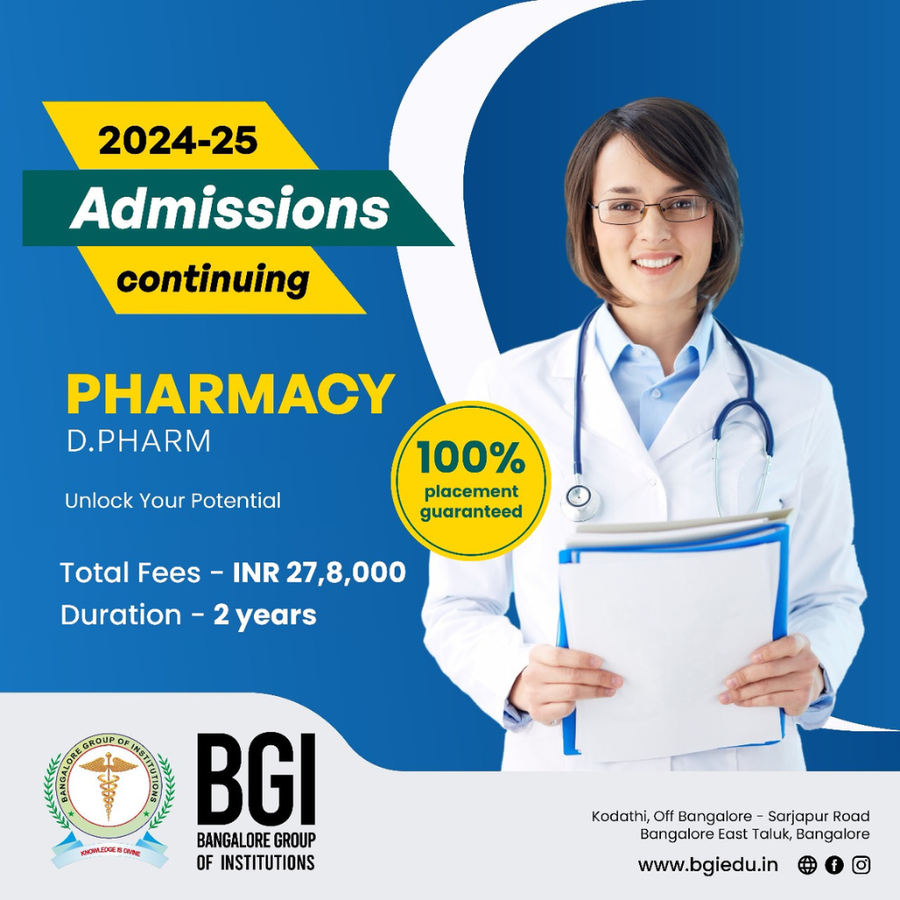 Admission open for D. Pharm at Bangalore Group of Institutions, Bengaluru/Bangalore